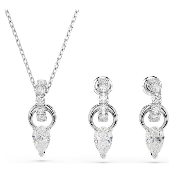 Mesmera set Pear cut, Round cut, White, Rhodium plated - Image 2