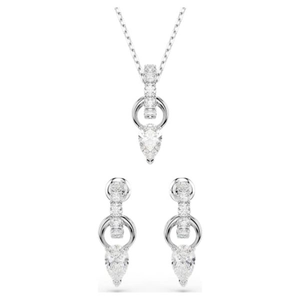 Mesmera set Pear cut, Round cut, White, Rhodium plated - Image 8