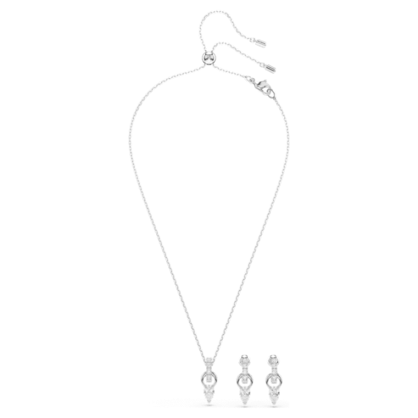 Mesmera set Pear cut, Round cut, White, Rhodium plated - Image 3