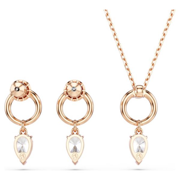 Mesmera set Pear cut, Round cut, White, Rose gold-tone plated - Image 5