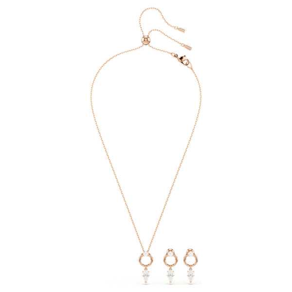 Mesmera set Pear cut, Round cut, White, Rose gold-tone plated - Image 3