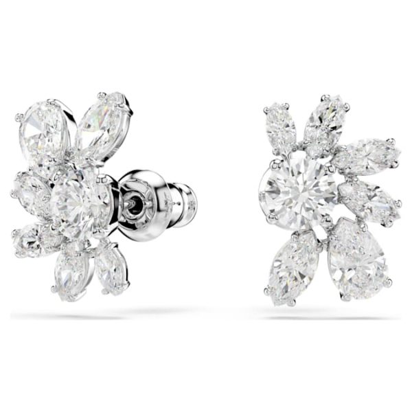 Mesmera stud earrings Mixed cuts, Flower, White, Rhodium plated - Image 7