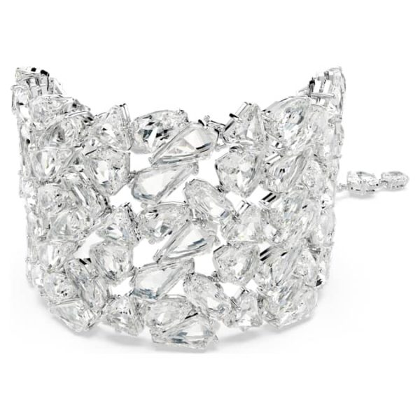 Mesmera wide bracelet Mixed cuts, White, Rhodium plated - Image 2