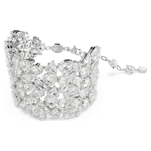 Mesmera wide bracelet Mixed cuts, White, Rhodium plated - Image 3
