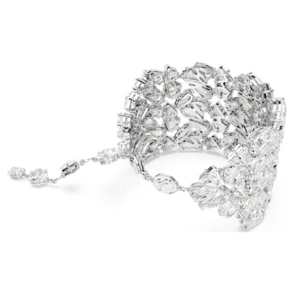 Mesmera wide bracelet Mixed cuts, White, Rhodium plated - Image 5