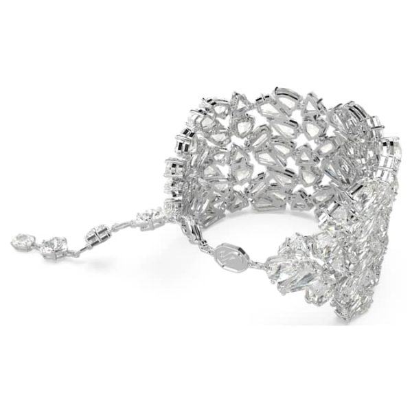 Mesmera wide bracelet Mixed cuts, White, Rhodium plated - Image 6