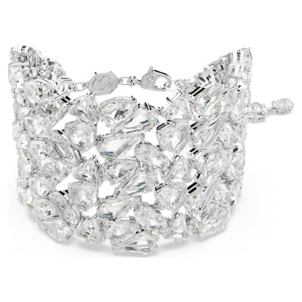 Mesmera wide bracelet Mixed cuts, White, Rhodium plated - Image 8
