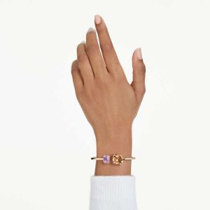 Millenia bangle Octagon cut, Multicolored, Gold-tone plated
