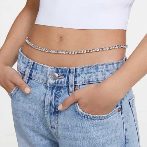 Millenia belt Square cut, White, Rhodium plated