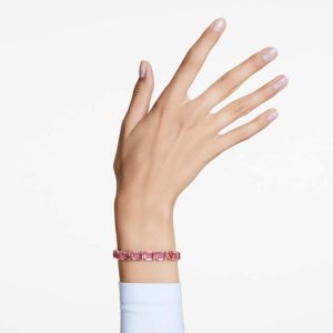 Millenia bracelet Octagon cut, Pink, Gold-tone plated