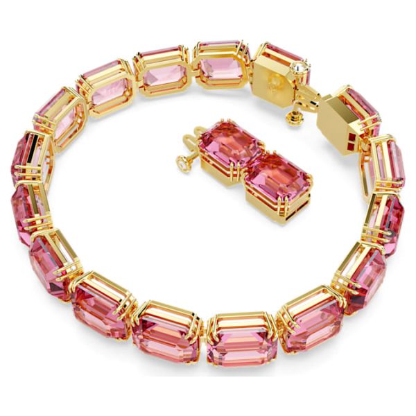 Millenia bracelet Octagon cut, Pink, Gold-tone plated - Image 3