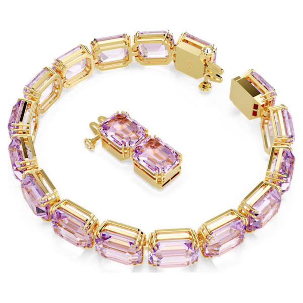 Millenia bracelet Octagon cut, Purple, Gold-tone plated - Image 3