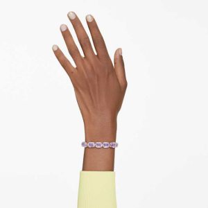 Millenia bracelet Octagon cut, Purple, Gold-tone plated