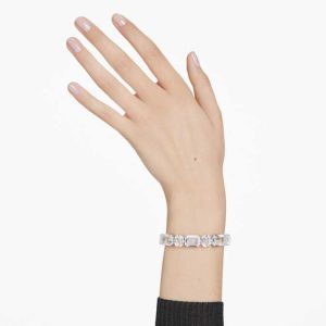 Millenia bracelet Octagon cut, White, Rhodium plated