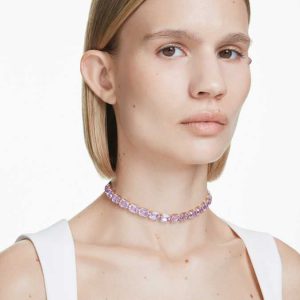 Millenia choker Octagon cut, Purple, Gold-tone plated