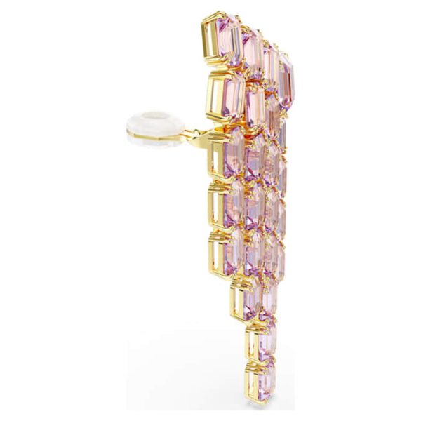 Millenia clip earrings Octagon cut, Chandelier, Purple, Gold-tone plated - Image 4