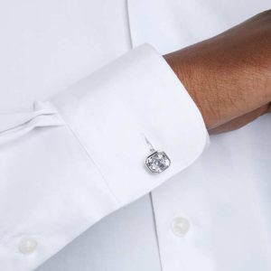 Millenia cufflinks Octagon cut, White, Rhodium plated