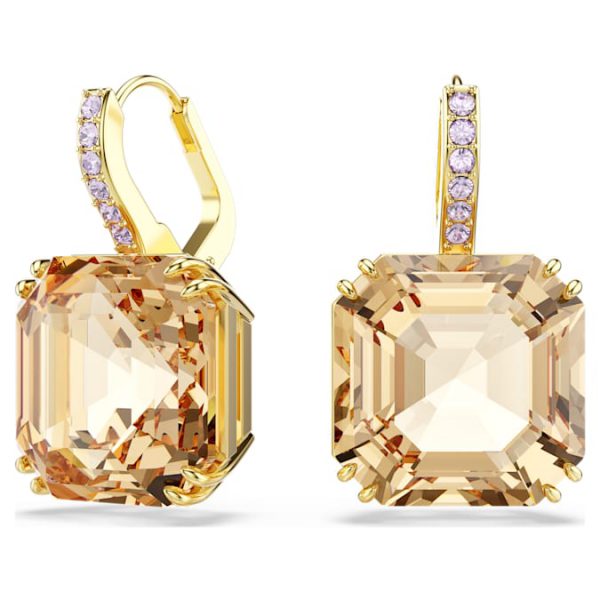 Millenia drop earrings Mixed cuts, Caramel, Gold-tone plated - Image 2