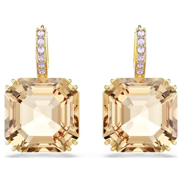 Millenia drop earrings Mixed cuts, Caramel, Gold-tone plated - Image 3