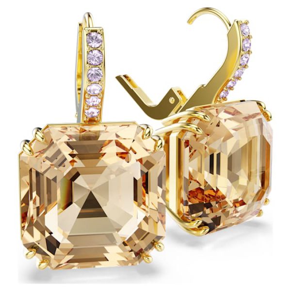 Millenia drop earrings Mixed cuts, Caramel, Gold-tone plated - Image 4