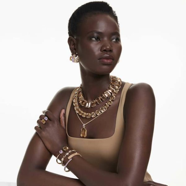 Millenia drop earrings Mixed cuts, Caramel, Gold-tone plated - Image 6