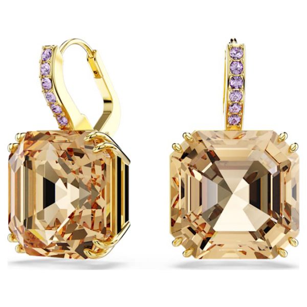 Millenia drop earrings Mixed cuts, Caramel, Gold-tone plated - Image 7
