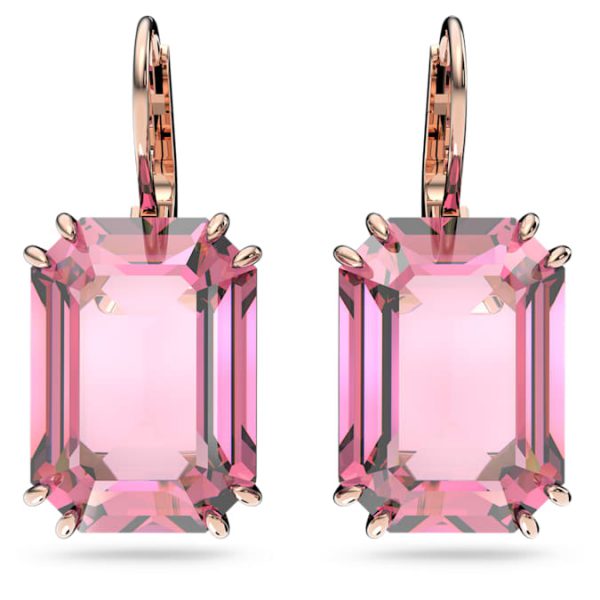 Millenia drop earrings Octagon cut, Pink, Rose gold-tone plated - Image 2