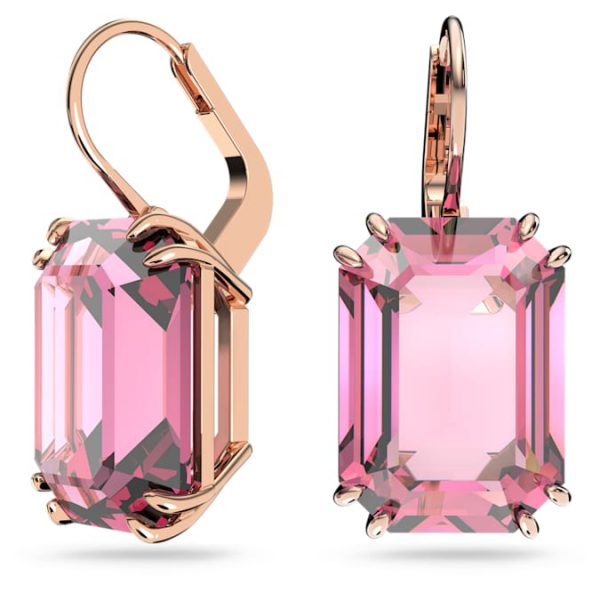 Millenia drop earrings Octagon cut, Pink, Rose gold-tone plated - Image 3