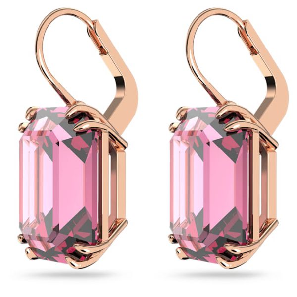 Millenia drop earrings Octagon cut, Pink, Rose gold-tone plated - Image 4