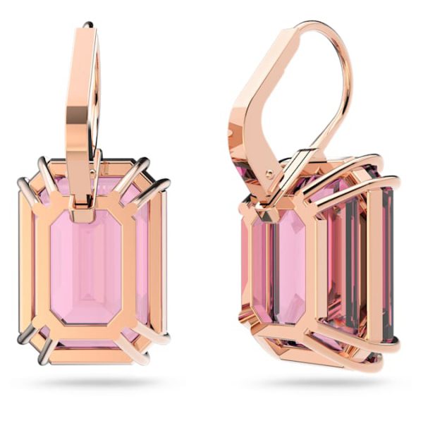 Millenia drop earrings Octagon cut, Pink, Rose gold-tone plated - Image 5