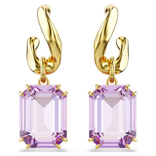 Millenia drop earrings Octagon cut, Purple, Gold-tone plated - Image 2