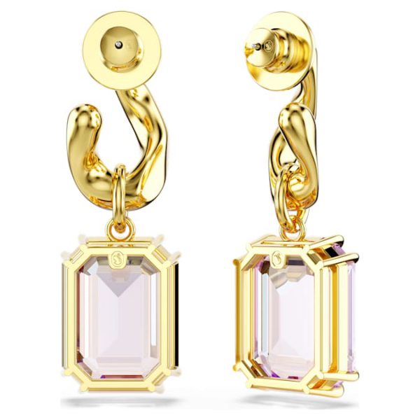 Millenia drop earrings Octagon cut, Purple, Gold-tone plated - Image 5