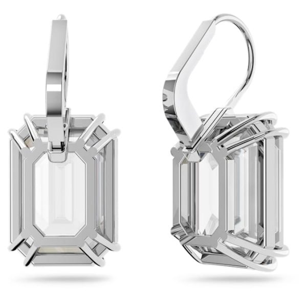 Millenia drop earrings Octagon cut, White, Rhodium plated - Image 5