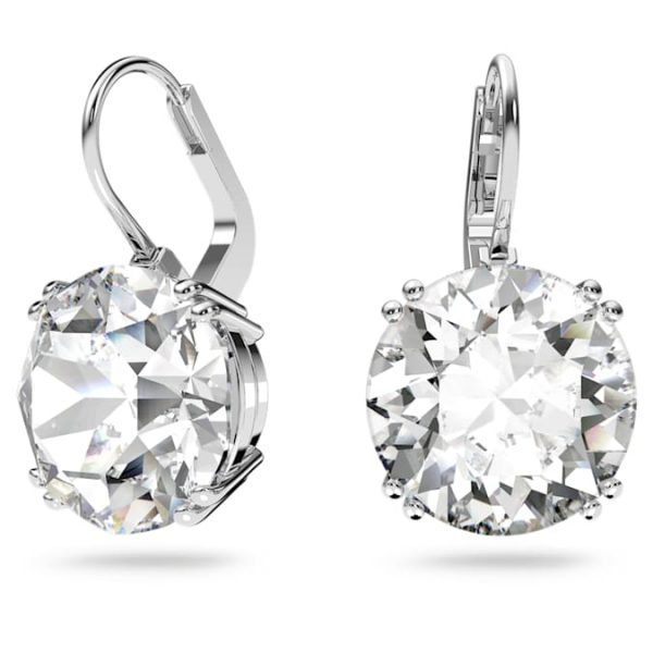 Millenia drop earrings Round cut, White, Rhodium plated - Image 2