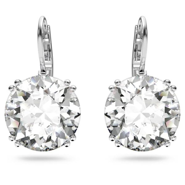 Millenia drop earrings Round cut, White, Rhodium plated - Image 3