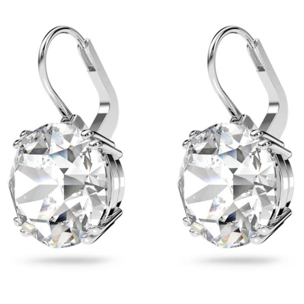 Millenia drop earrings Round cut, White, Rhodium plated - Image 4