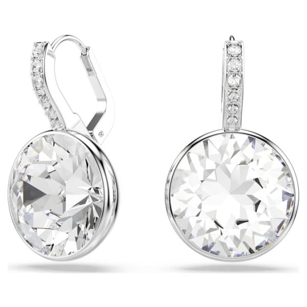 Millenia drop earrings Round cut, White, Rhodium plated - Image 2