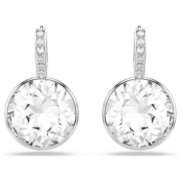 Millenia drop earrings Round cut, White, Rhodium plated - Image 3