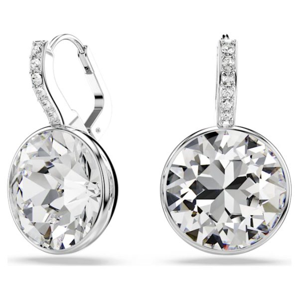 Millenia drop earrings Round cut, White, Rhodium plated - Image 6