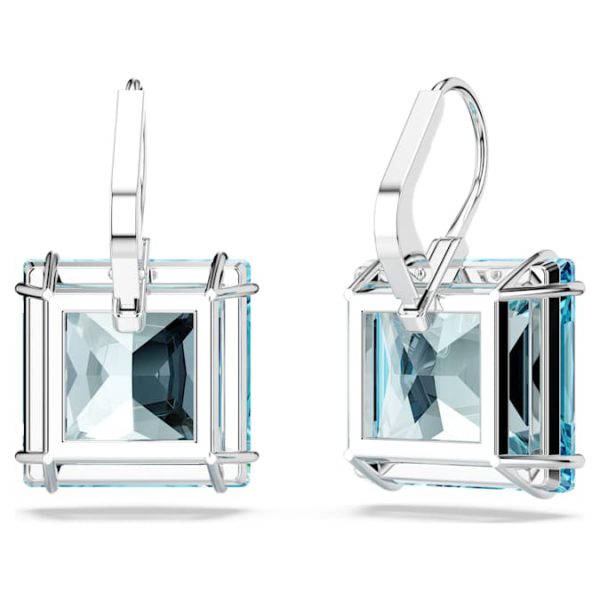 Millenia drop earrings Square cut, Blue, Rhodium plated - Image 5