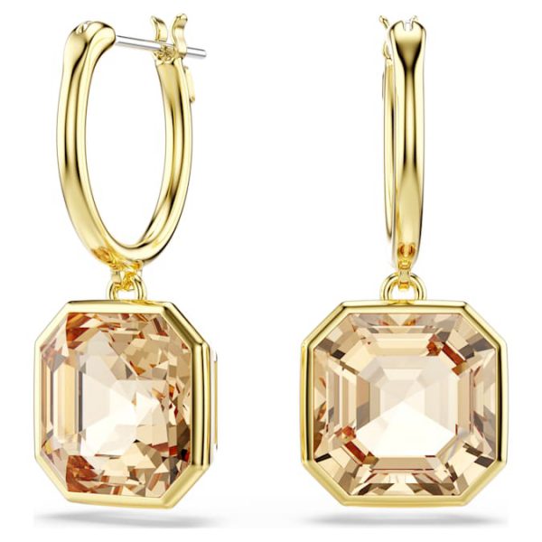 Millenia drop earrings Square cut, Caramel, Gold-tone plated - Image 2