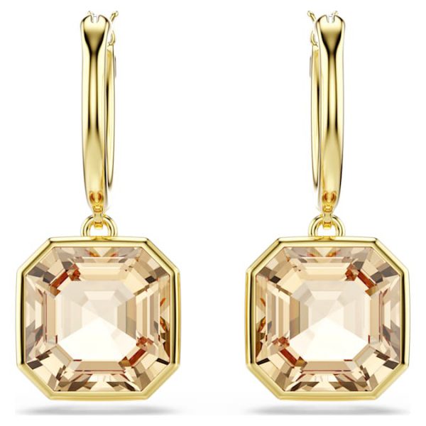 Millenia drop earrings Square cut, Caramel, Gold-tone plated - Image 3