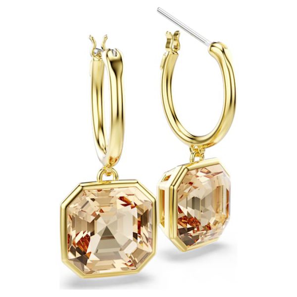 Millenia drop earrings Square cut, Caramel, Gold-tone plated - Image 4