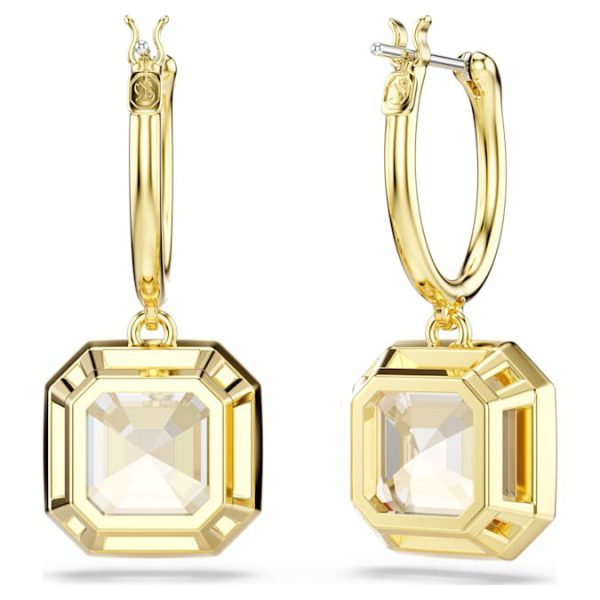 Millenia drop earrings Square cut, Caramel, Gold-tone plated - Image 5