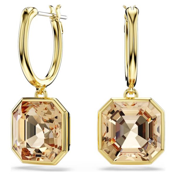 Millenia drop earrings Square cut, Caramel, Gold-tone plated - Image 6