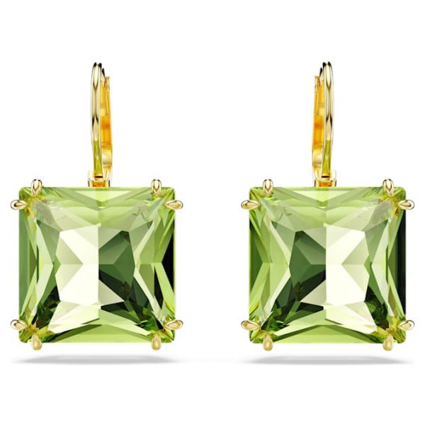 Millenia drop earrings Square cut, Green, Gold-tone plated - Image 2