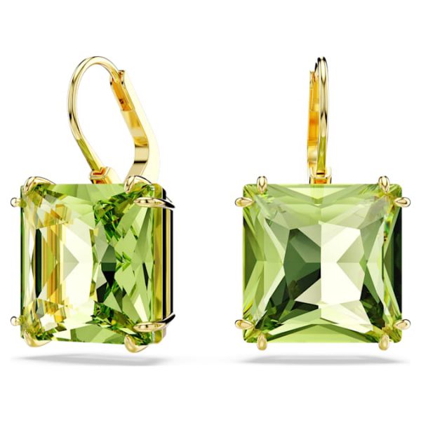 Millenia drop earrings Square cut, Green, Gold-tone plated - Image 3