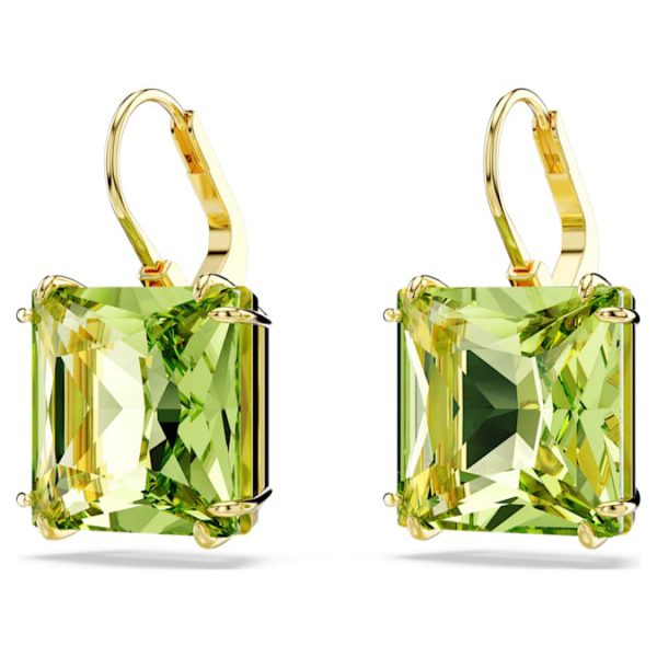 Millenia drop earrings Square cut, Green, Gold-tone plated - Image 4