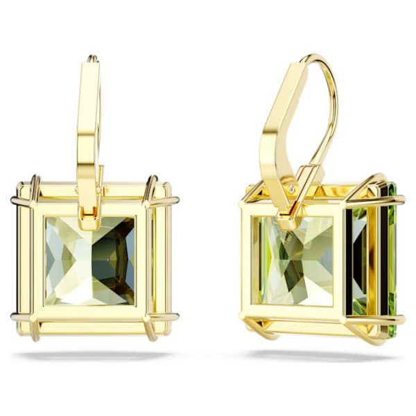Millenia drop earrings Square cut, Green, Gold-tone plated - Image 5