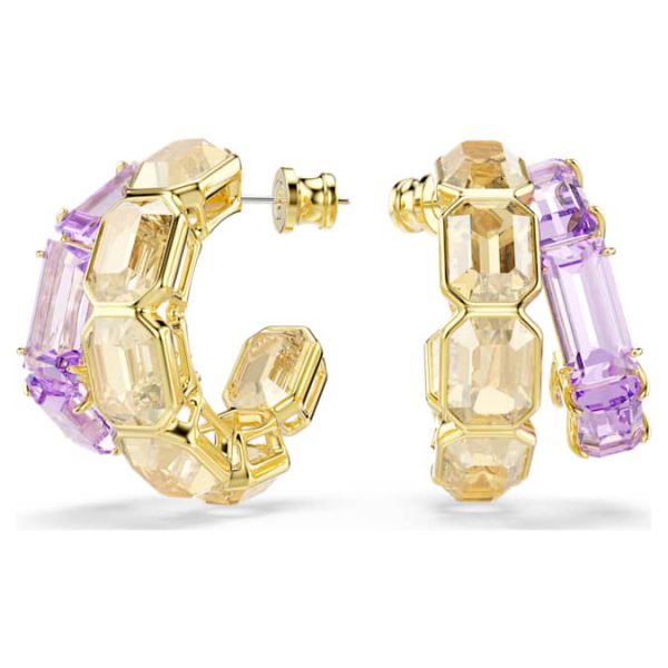 Millenia hoop earrings Mixed cuts, Multicolored, Gold-tone plated - Image 2